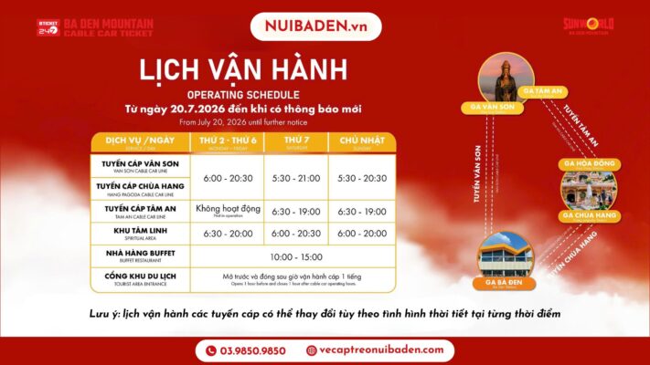 Giờ Hoạt Động Cáp Treo Núi Bà Đen, Giờ Mở Cửa Khu Du Lịch Sun World Bà Đen